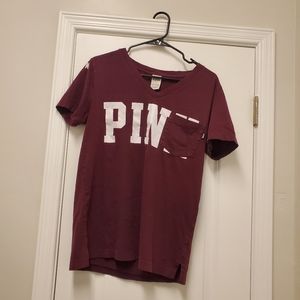 Maroon V neck VS PINK shirt